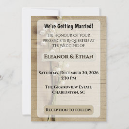 Rustic Vintage Lined Paper Lily of the Valley Wedd Inbjudningar