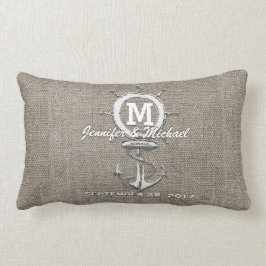 Rustic Vintage Linen med Anchor Nautical Lumbarkudde