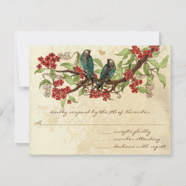 Rustic Vintage Love Bird Red Bröllop OSA Kort