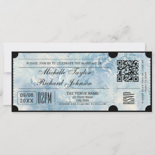 Rustic Vintage Movie Biljett med OSA QR-kod Inbjudningar