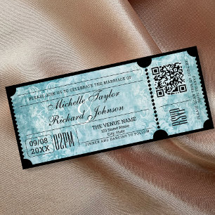 Rustic Vintage Movie Biljett med OSA QR-kod Inbjudningar