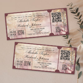 Rustic Vintage Movie Biljett med OSA QR-kod Inbjudningar