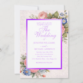 Rustic Vintage Personalized Floral Rose Design Inbjudningar