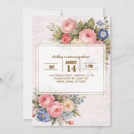 Rustic Vintage Personalized Floral Rose Design Inbjudningar