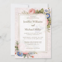 Rustic Vintage Personalized Floral Rose Design    