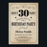 Rustic Vintage Retro för inbjudan till 30års födel<br><div class="desc">Inbjudan till 30års födelsedag. Typografi. Skål till 30 år. Bakgrund till bakgrunden till den sterila Vintagen. Vuxen födelsedag. Manliga Manar eller Kvinnor födelsedag. Barnpojke eller Dam Tonåring tonårsdagen Inbjudan. 13:e 15:e 16:e 18:e 20:e 30:e 40:e 60:e 70:e 80:e 90:e 100:e. Vilken ålder som helst. Om du vill göra ytterligare anpassningar...</div>