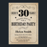 Rustic Vintage Retro för inbjudan till 30års födel<br><div class="desc">Inbjudan till 30års födelsedag. Typografi. Skål till 30 år. Bakgrund till bakgrunden till den sterila Vintagen. Vuxen födelsedag. Manliga Manar eller Kvinnor födelsedag. Barnpojke eller Dam Tonåring tonårsdagen Inbjudan. 13:e 15:e 16:e 18:e 20:e 30:e 40:e 60:e 70:e 80:e 90:e 100:e. Vilken ålder som helst. Om du vill göra ytterligare anpassningar...</div>