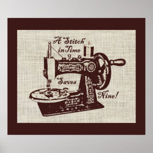 Rustic Vintage Sewing Maskin Poster