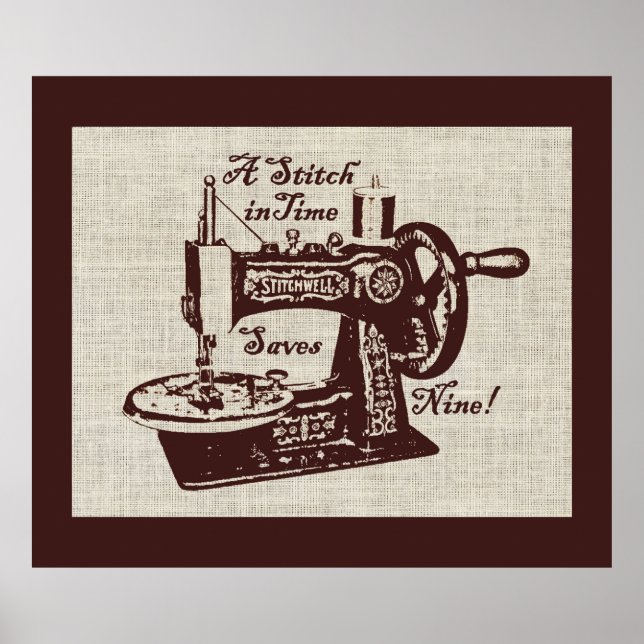 Rustic Vintage Sewing Maskin Poster (Framsidan)