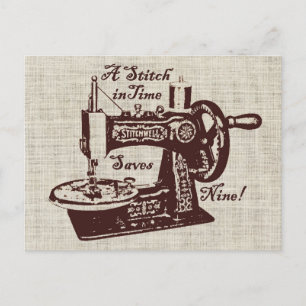 Rustic Vintage Sewing Maskin Vykort