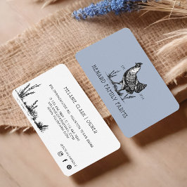 Rustic Vintage Sketch Farm Hen Blue Grått Visitkort