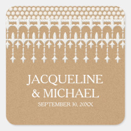 Rustic Vintage Snöre Kraft Papper skripttypografi Fyrkantigt Klistermärke