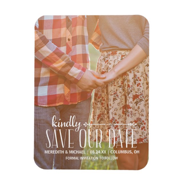 Rustic Vintage | Spara datum i foto Magnet (Vertikal)