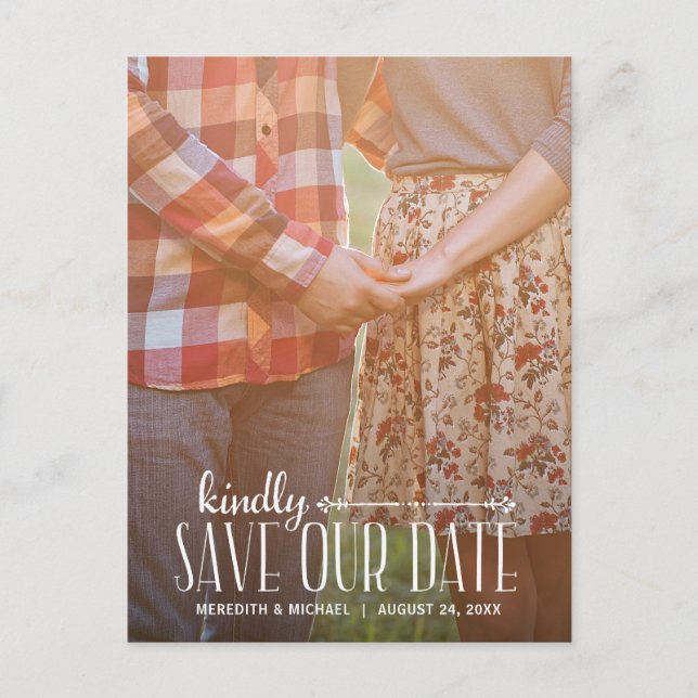 Rustic Vintage | Spara datum i foto Meddelande Vykort (Framsida)