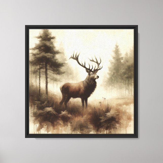 Rustic Vintage Stag Forest Wildlife Canvas (Framsida)
