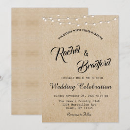 Rustic Vintage String Ljus Bröllop Inbjudningar