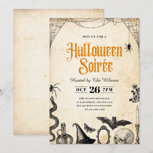 Rustic Vintage Vuxen Halloween Soirée-inbjudan Inbjudningar