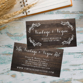 Rustic Vintage Wood Elegant Land Farm Boutique Visitkort