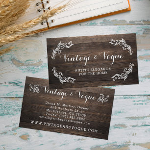 Rustic Vintage Wood Elegant Land Farm Boutique Visitkort