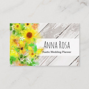 *~* Rustic Vintage Wood Sunblommor citrus Visitkort