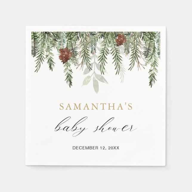 Rustic vinterakorns gräs träd pappersservett (Framsidan)