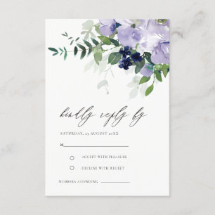 Rustic Violet Lila Blommigt Leafy Bröllop OSA Tilläggskort