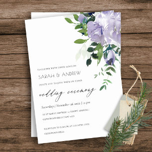 Rustic Violet Lila Blommigt Leafy Wedding bjudande Tack Kort