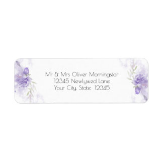 Rustic Violet Lila Ro Blommigt etikett Returadress Etikett