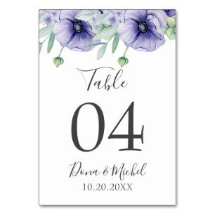 Rustic Violet Summer Vild Blommigt Bröllop Bordsnummer