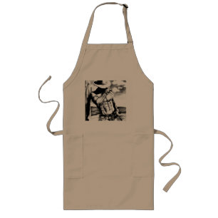 Rustic Vuxen Manar Western Cowboy Grill-befälhavar Långt Förkläde