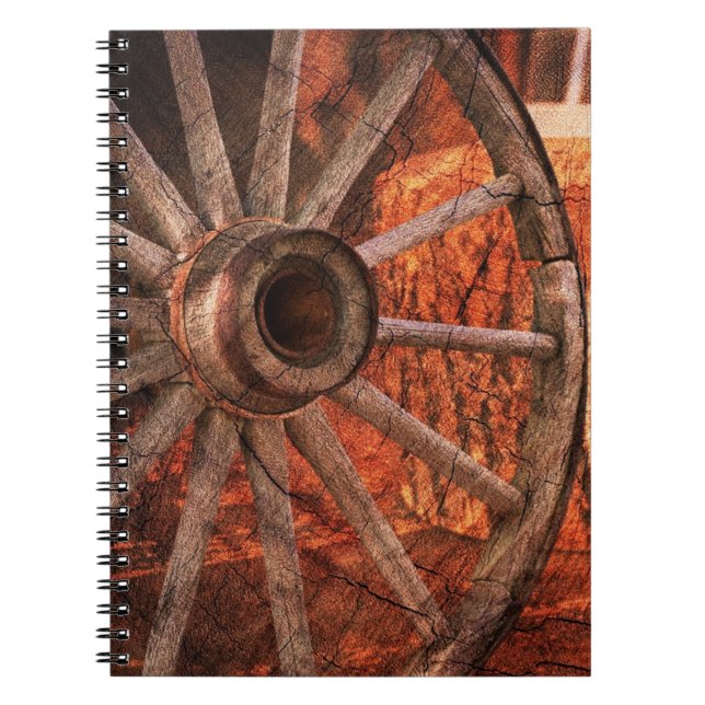 Rustic Wagon Wheel Horseshoes Westerna Stil Anteckningsbok (Framsidan)