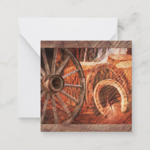 Rustic Wagon Wheel Horseshoes Westerna Stil Anteckningskort