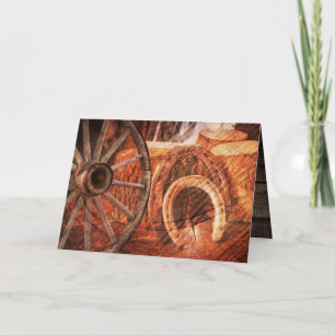 Rustic Wagon Wheel Horseshoes Westerna Stil Not C Anteckningskort