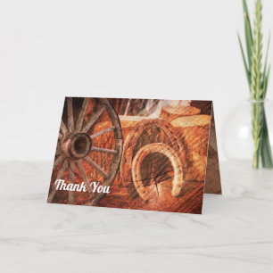 Rustic Wagon Wheel Horseshoes Westerna Stil Tack Kort