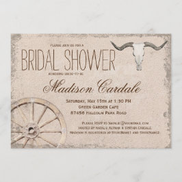 Rustic Wagon Wheel Longhorn Möhippa Inbjudningar