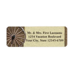 Rustic Wagon Wheel Returadress Etikett