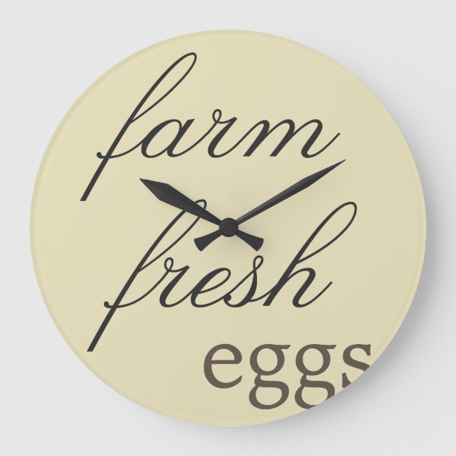 Rustic Wall Clock - Farm Fresh Eggs Stor Klocka (Framsida)