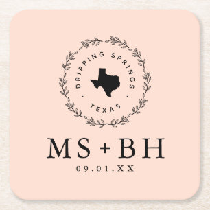 Rustic Wandefras Texas Bröllop Monogram    Underlägg Papper Kvadrat