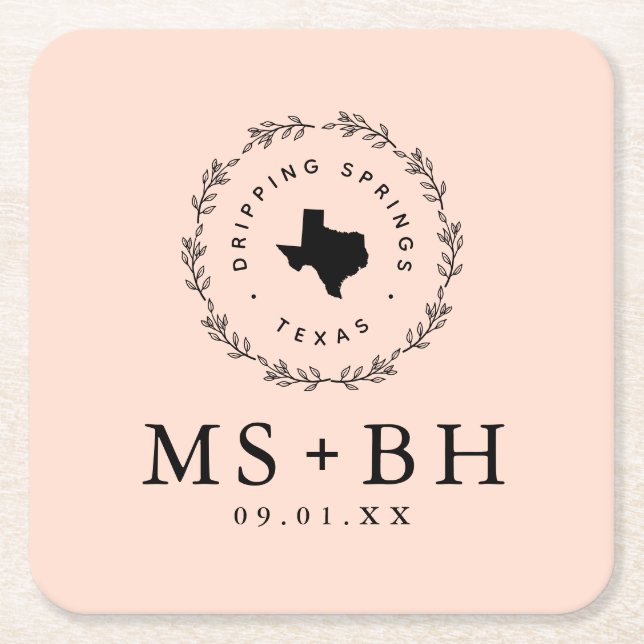 Rustic Wandefras Texas Bröllop Monogram |  Underlägg Papper Kvadrat (Framsidan)