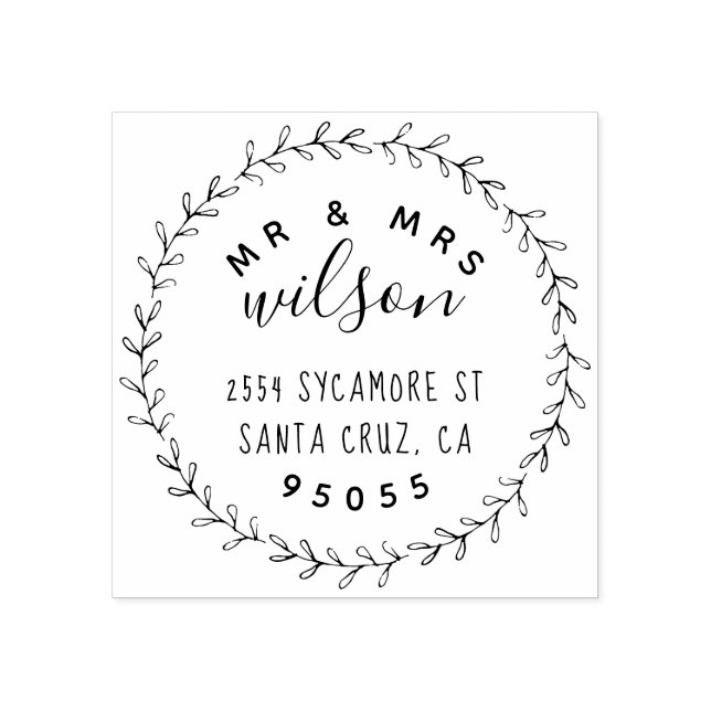 Rustic WandeHerr & fru Botanical Returadress Stämpel (Tryck)