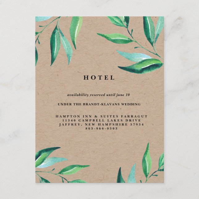 Rustic Wandekrans Greenery Bröllop Hotel Card Tilläggskort (Framsida)