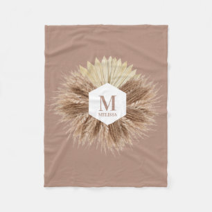 Rustic Warm Neutralt Färg Monogram Fleecefilt