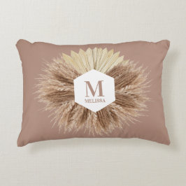 Rustic Warm Neutralt Färg Monogram Prydnadskudde