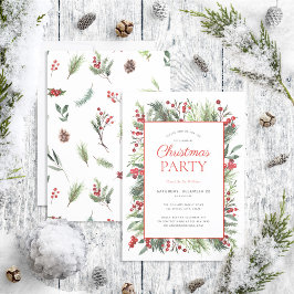 Rustic Warm Red Winter Julfest Inbjudningar