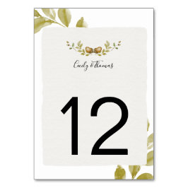 Rustic Watercolor Acorns and Oak Lövs | Bordsnummer