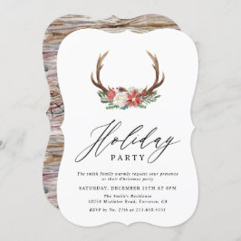 Rustic Watercolor Antler jul | Julfest Inbjudningar