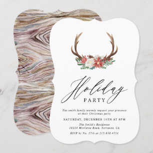 Rustic Watercolor Antler jul Julfest Inbjudningar