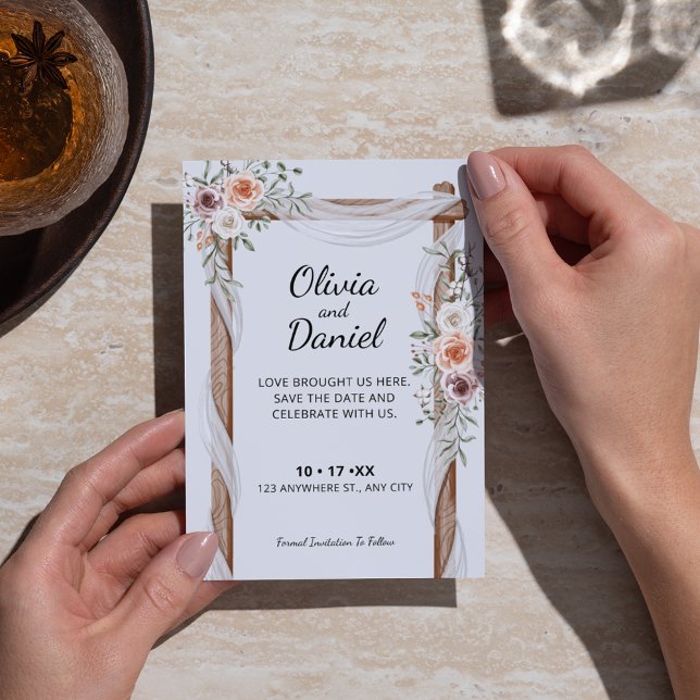 Rustic Watercolor Arch Boho Bröllop Spara Datumet (Skapare uppladdad)