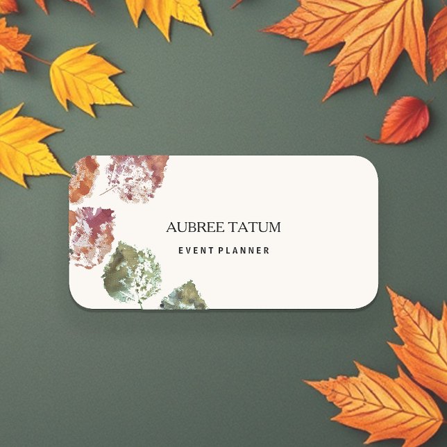 Rustic Watercolor Art Falling Leaves Autumn Namnbricka (Skapare uppladdad)