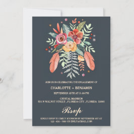 Rustic Watercolor Blommigt Boho Förlovningsfest Inbjudningar